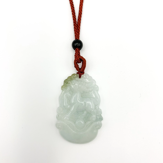 Jadeite Jade Sheep Goat Ram Chinese Zodiac Carved Pendant Necklace, Yj-0321-0328272-7