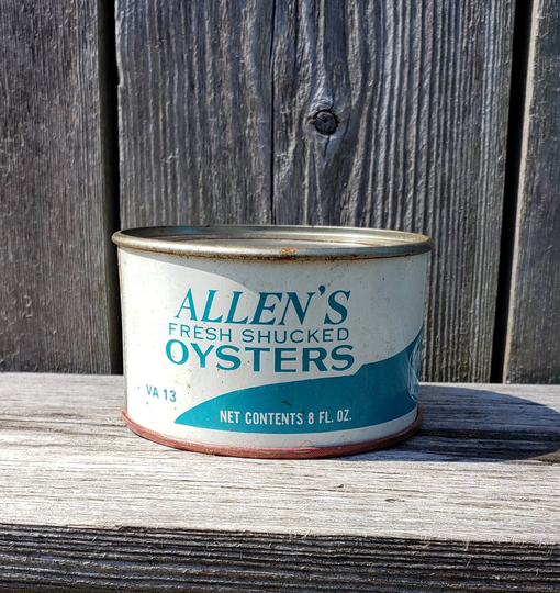 Vintage Oyster Tin Advertising Half Pint Can Allen's House Coles Point Virginia - Empty