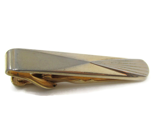 Modernist Design Tie Bar Clip Gold Tone Stand Out with Style Fit in With Class