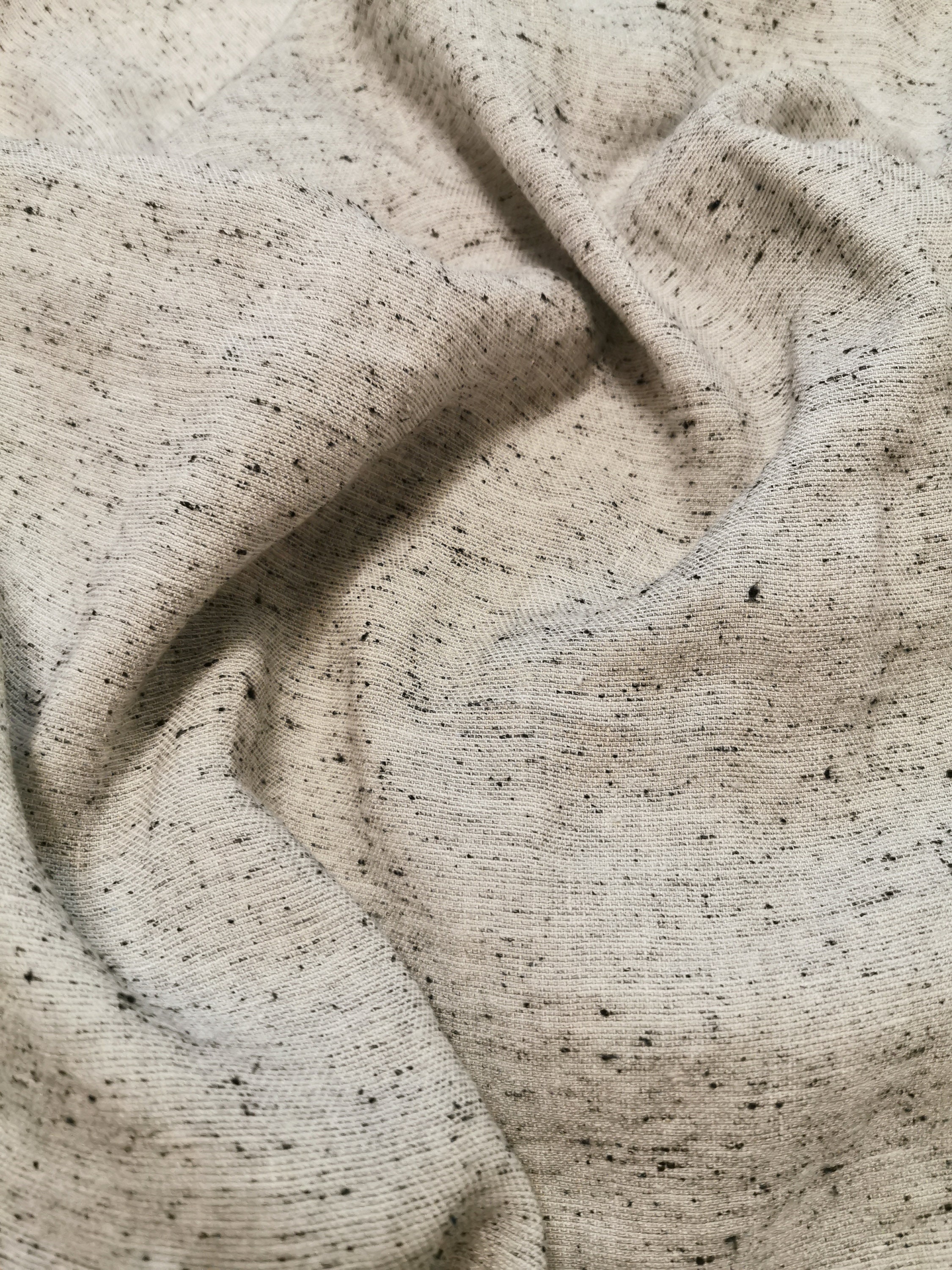 Softened Linen Silk Blend Fabric, Medium Weight Gray White 150 Gsm, Washed Fabric By The Yard, Meter