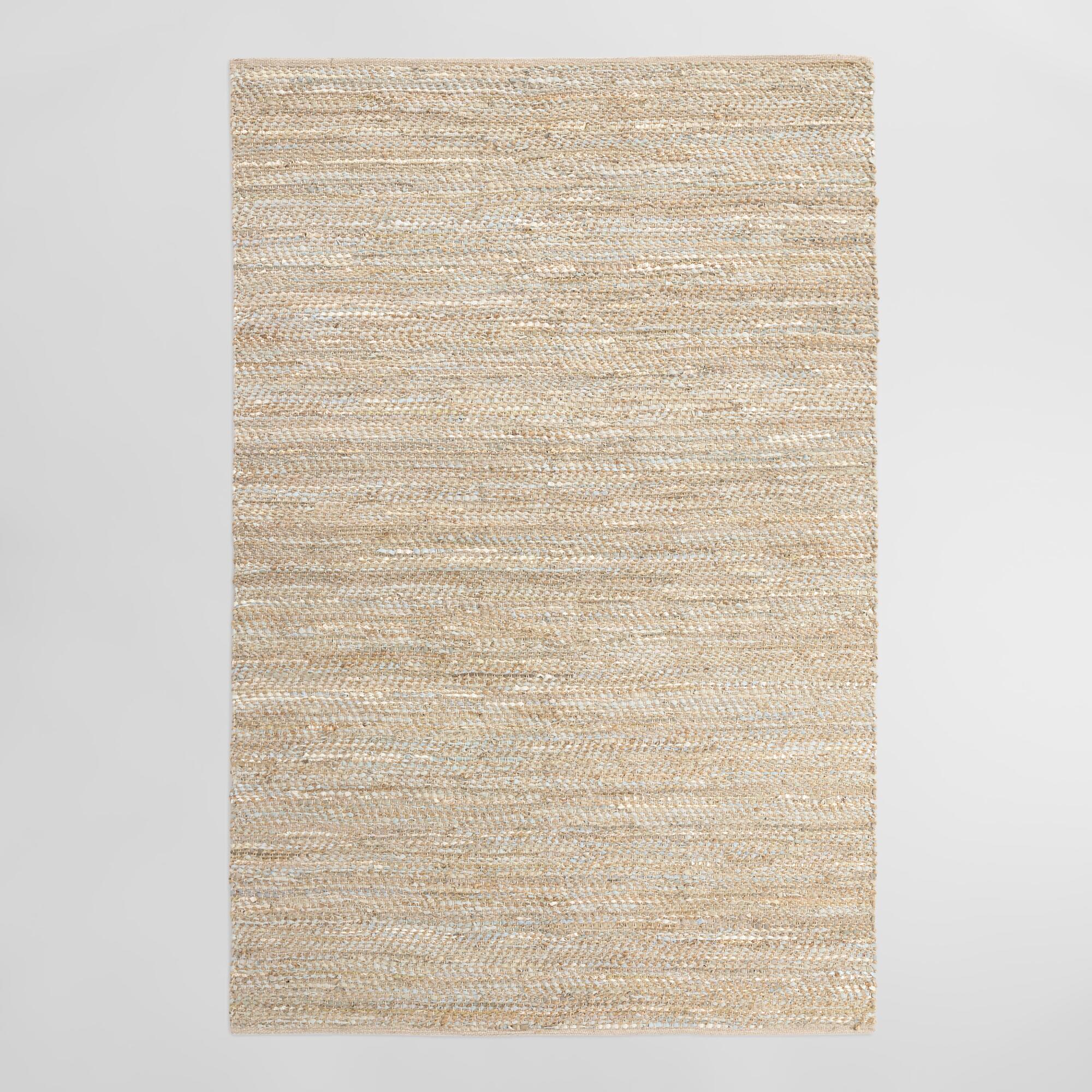 Metallic Gold and Ivory Leather and Jute Woven Area Rug - 3' x 5' by World Market