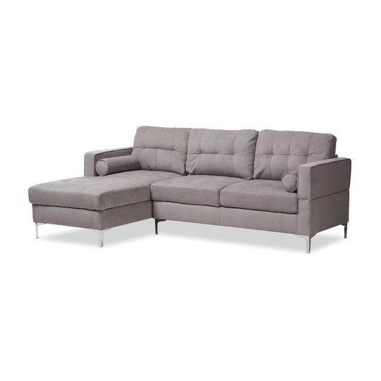 Baxton Studio Mireille Modern Grey Polyester/Blend Sectional in Gray | 143-8107-LW