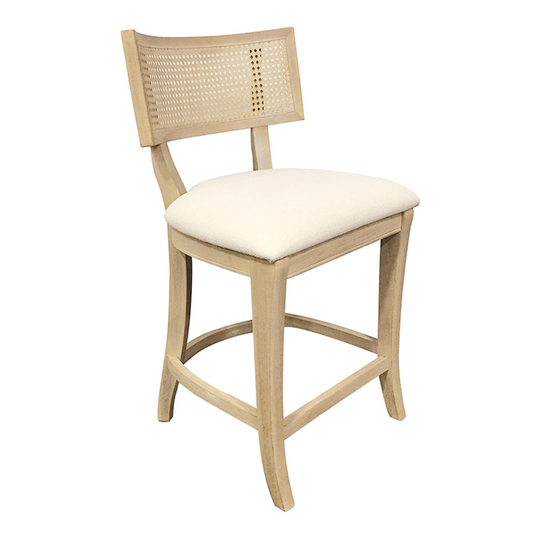 Wood and Linen Cane Back Jakob Counter Stool: Natural by World Market