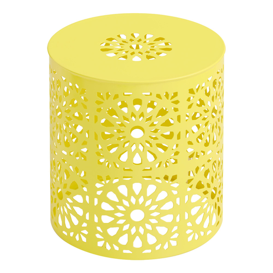 Yellow Metal Soleil Outdoor Patio Accent Stool by World Market