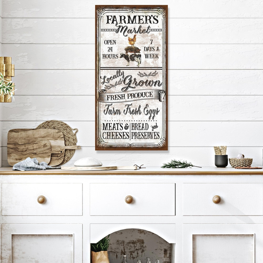 Farmers Market Sign, Vintage Farmhouse Decor, Antique Modern