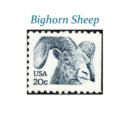 Ten 20C Bighorn Sheep Stamps .. Unused Us Postage | Western Wedding Rocky Mountain Bride Wildlife Conservation For Mail