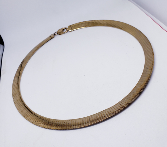 Gold Plated Sterling Silver Curved Omega Necklace