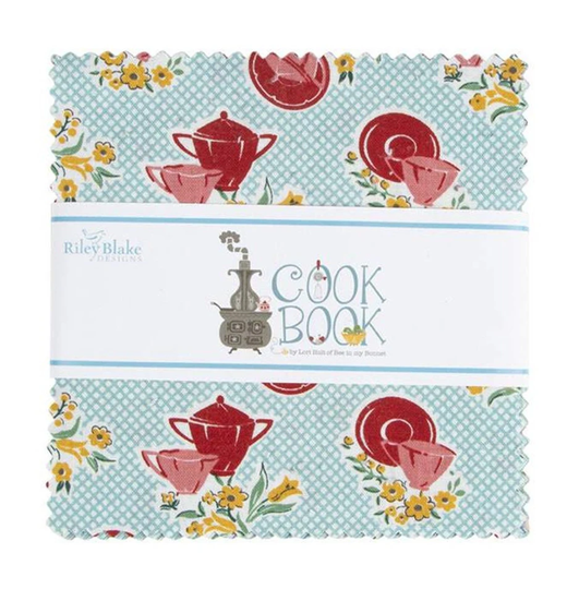 Cook Book - 5" Stacker Charm Pack Lori Holt 100% Cotton Quilting Fabric Bundle Riley Blake Designs in Stock