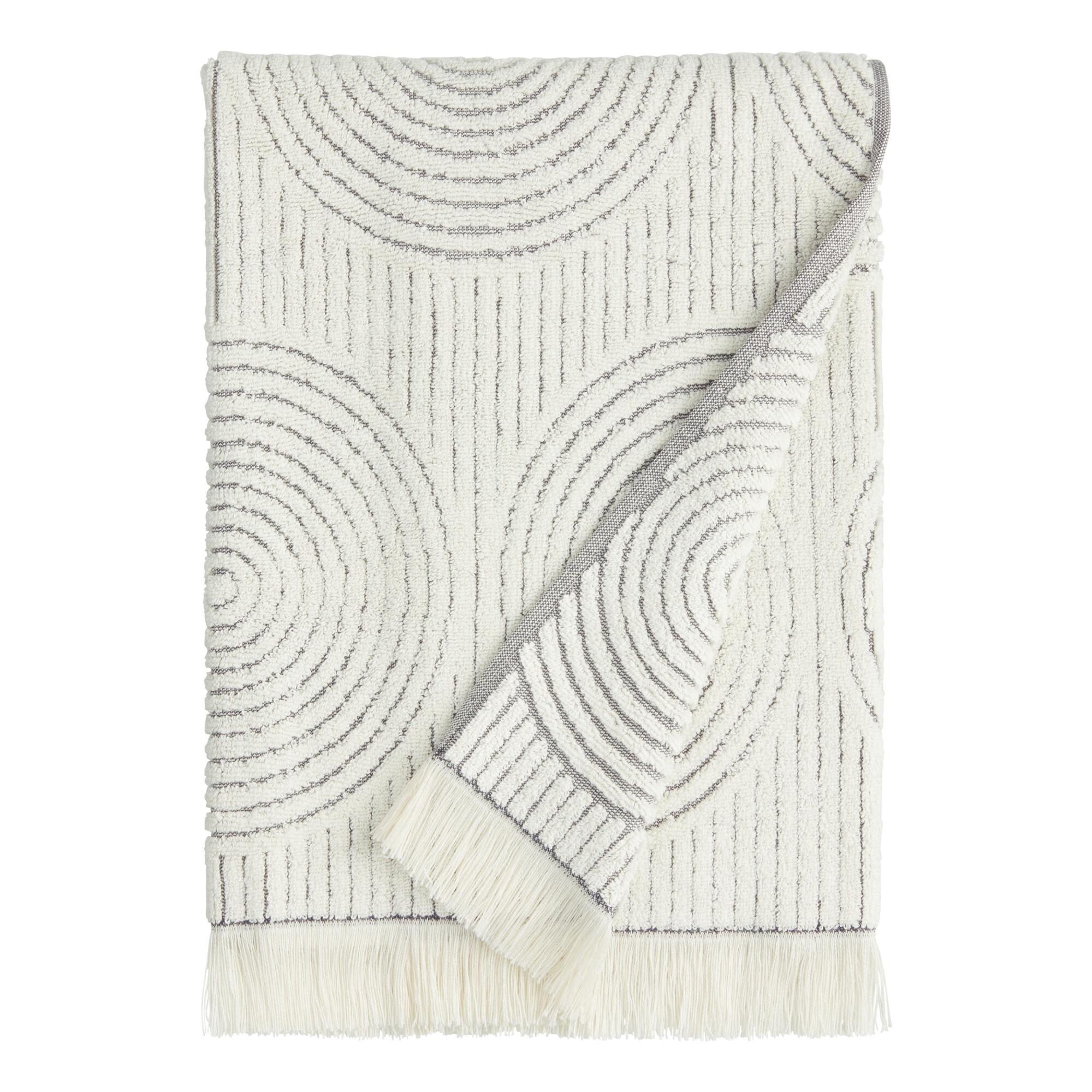 Gray and White Sculpted Spiral Morgan Bath Towel: Blue by World Market