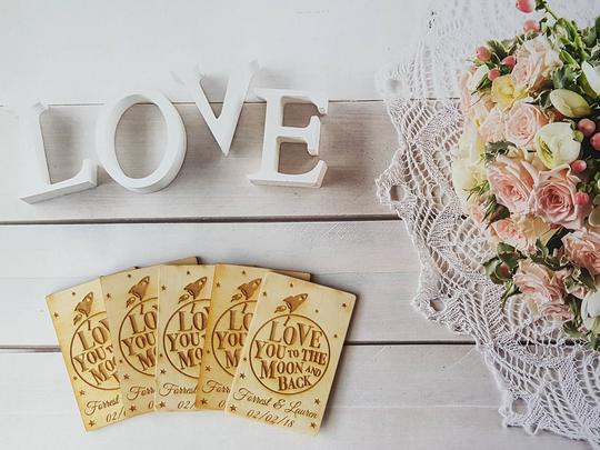 50 Wedding Favor Magnets, I Love You To The Moon & Back Favors, Save Date Magnets, Favor Magnets