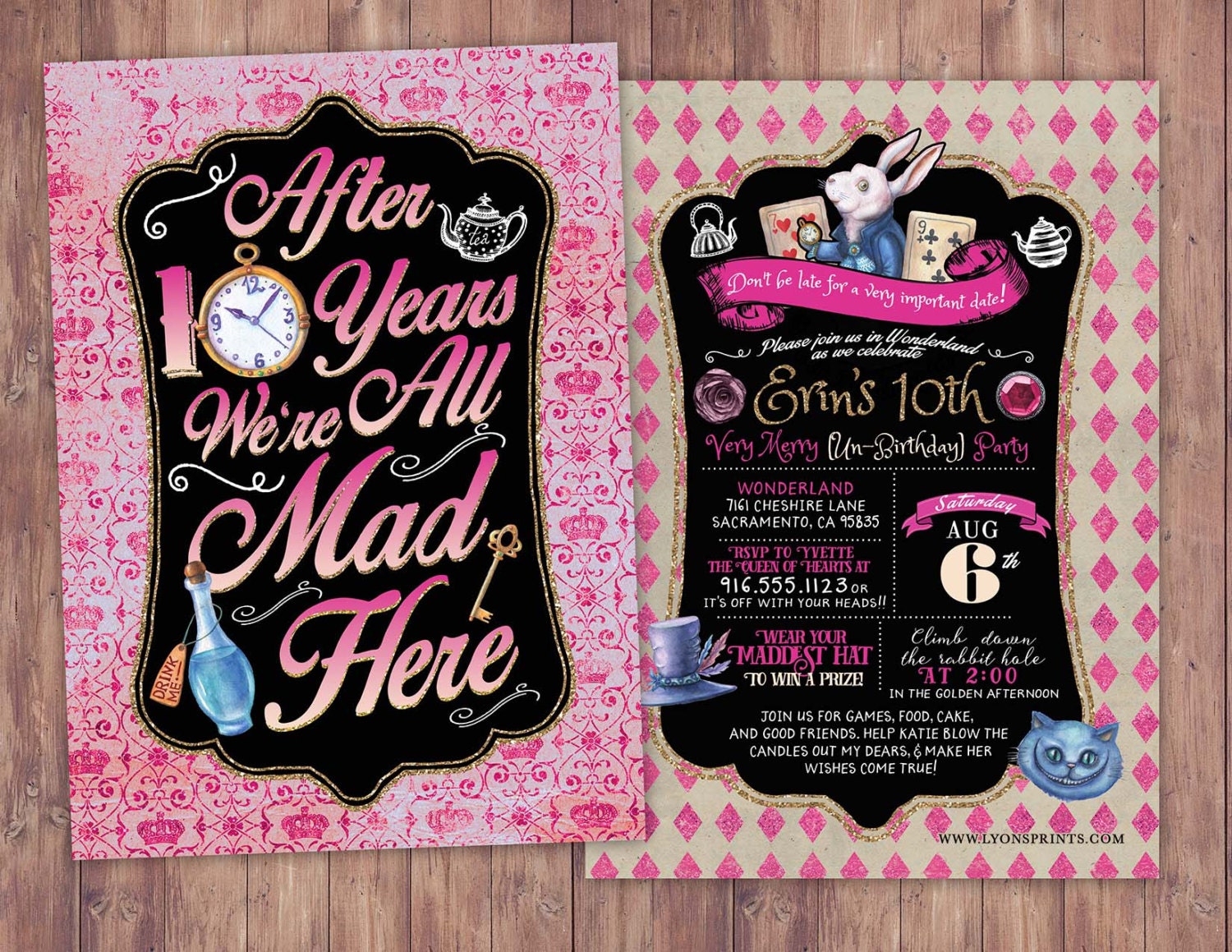 Any Age/Mad Hatter Tea Party, Alice in Wonderland Invitation Birthday Printable For Or Wedding Coed Baby