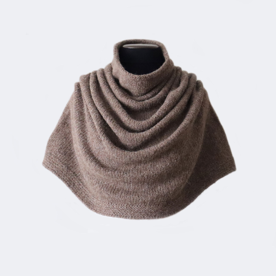 Poncho/Collar Scarf Felted Alpaca Blend Color Taupe, To Wear As Poncho Or A Scarf