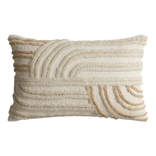 Ivory Tufted Curved Lines Lumbar Pillow by World Market