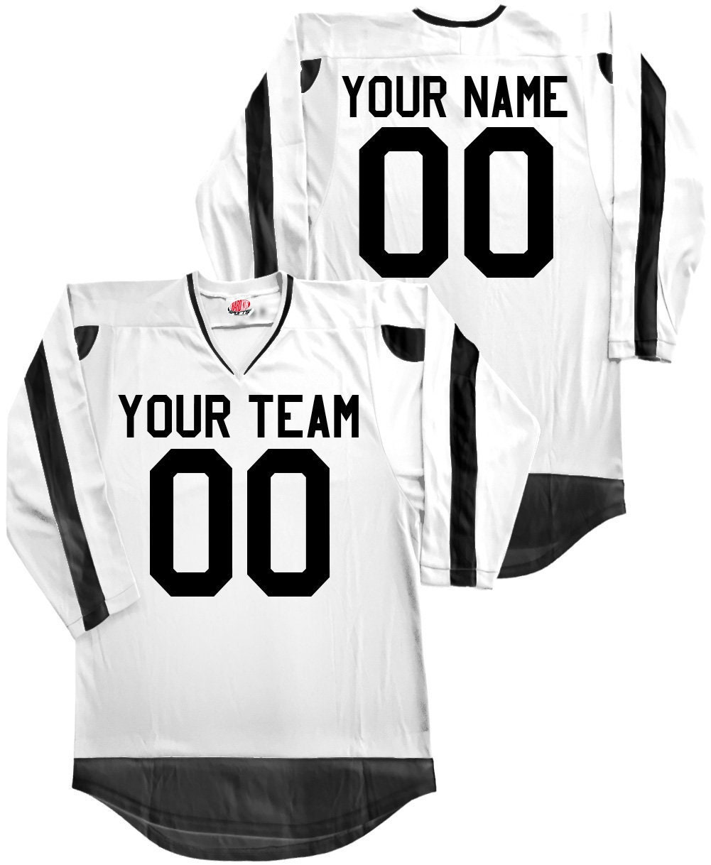 Custom Hockey Jersey White & Black Personalized With Your Team, Player Name Numbers