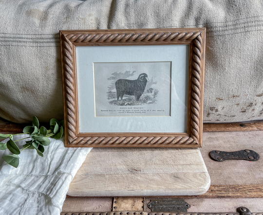 Vintage Ram Print in Wood Frame/Wall Decor Vintage Rustic Wood Farm Farmhouse Ram Sheep