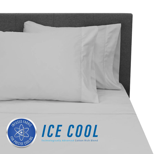 SensorPEDIC Ice Cool 400 Thread Count Sheet Set Twin 400-Thread Count Cotton Blend Grey 3-Piece Bed Sheet in Gray | 10332