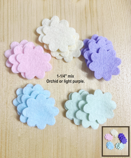 1-1/4'' Felt Flower Die Cut Mix, Pastel Colors, Wool Blend Felt Holiday Embellishment Sewing & Fiber, Applique Patch, 20 Pieces, Fl9