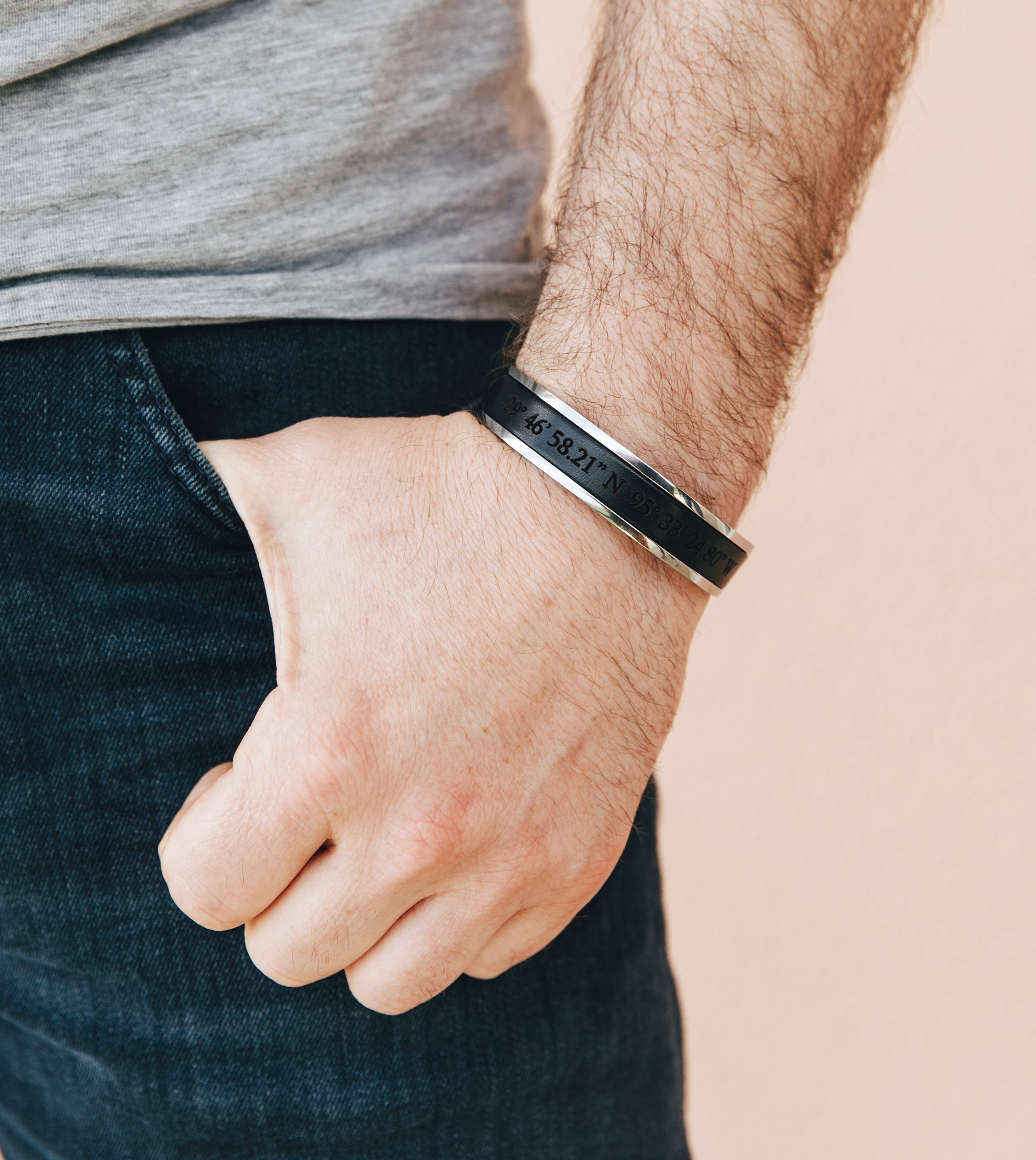 Long Distance Relationship Gift For Boyfriend Personalized Mens Bracelet Unique Birthday Husband Him Man Gifts