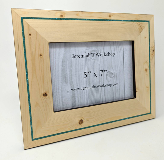 Pine Wood With Crushed Turquoise Stone Inlay 5x7 Picture Frame