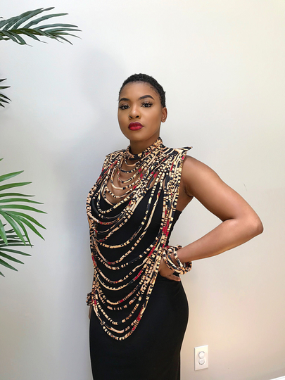African Print Multi-Strand Statement 24 Lines Necklace/Atoghu Bamileke Rope Necklace | Multi-Layered Ankara Collar
