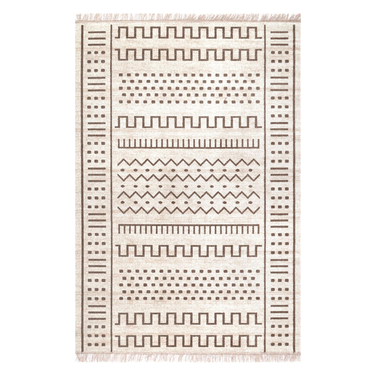 Beige And Ivory Geo Luxor Indoor Outdoor Patio Rug: Brown/Natural - 5' x 8' by World Market