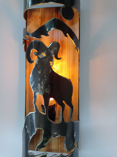 Rustic Wall Light - Ram Cabin Sconce Log House Lighting Lodge Lights