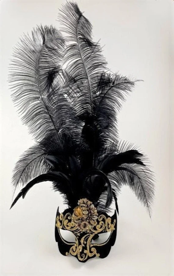 Venetian Masquerade Feathered Freggio Mask