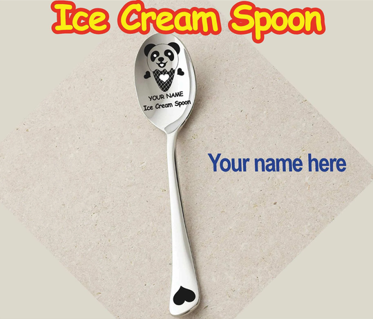 Custom Spoon Ice Cream Personalized Engraved Picture Name Logo Etched Text Photo Cute For Husband Friends Grandma Dad Stocking Gift Ideas