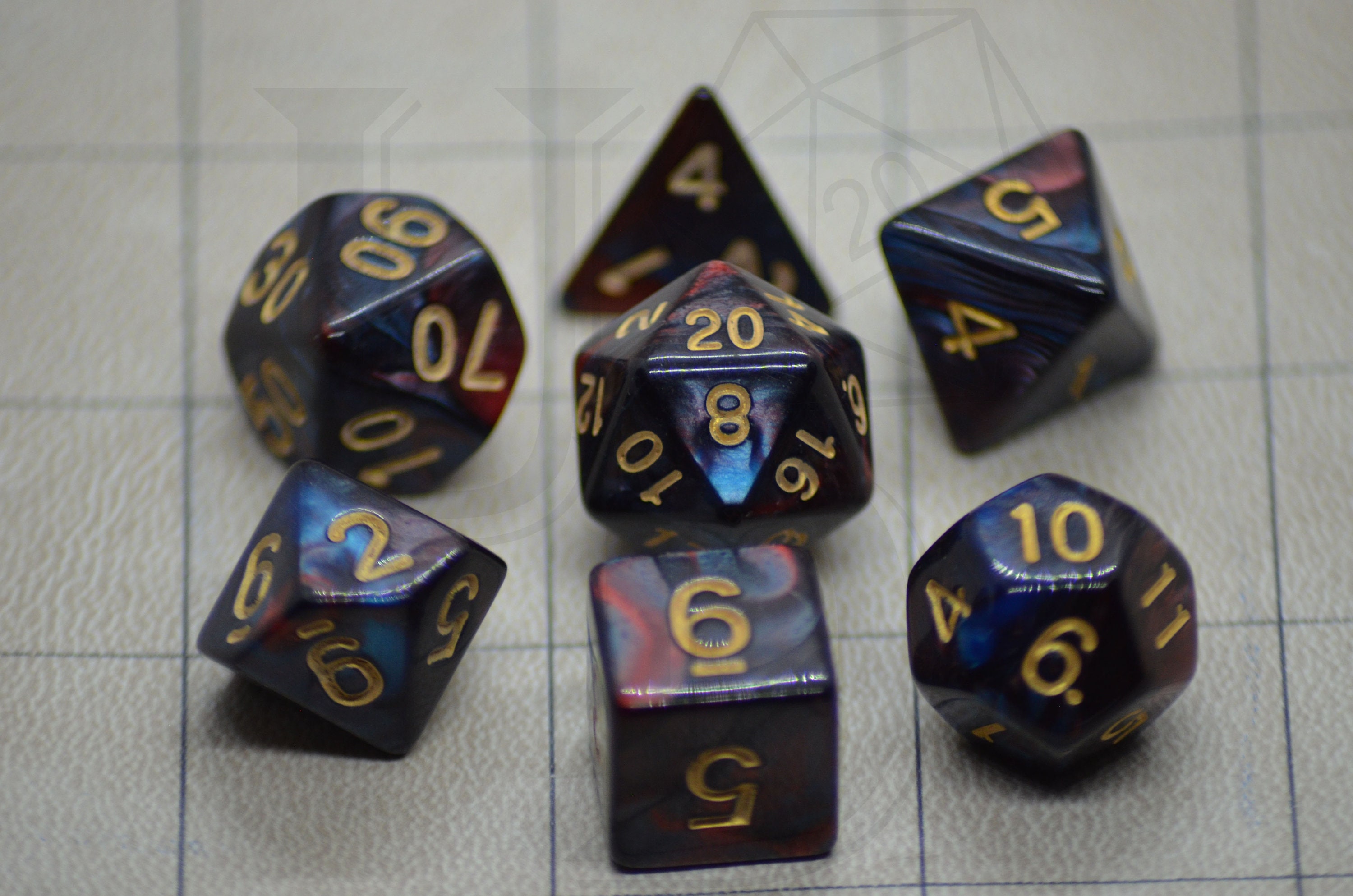 Rpg Dice Set/Blend Color, | Dark Red+Blue Polyhedral Dice D&d Dice, Geek Gift