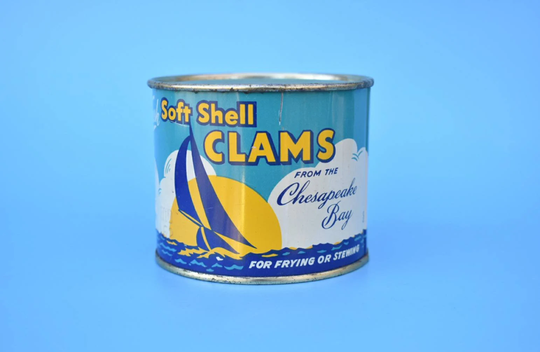 Vintage Soft Shell Clam Tin Advertising Can From Grasonville Maryland