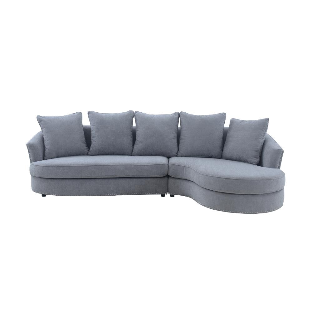 Armen Living Queenly Modern Gray Polyester/Blend Sectional in Black | LCQNCOGR