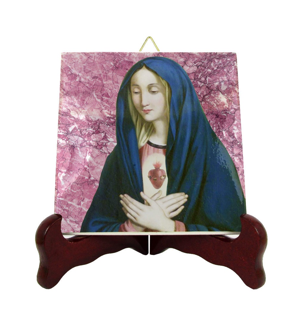 Catholic Art - Immaculate Heart Of Mary Religious Icons Tile Catholicism Mother Blessed Virgin