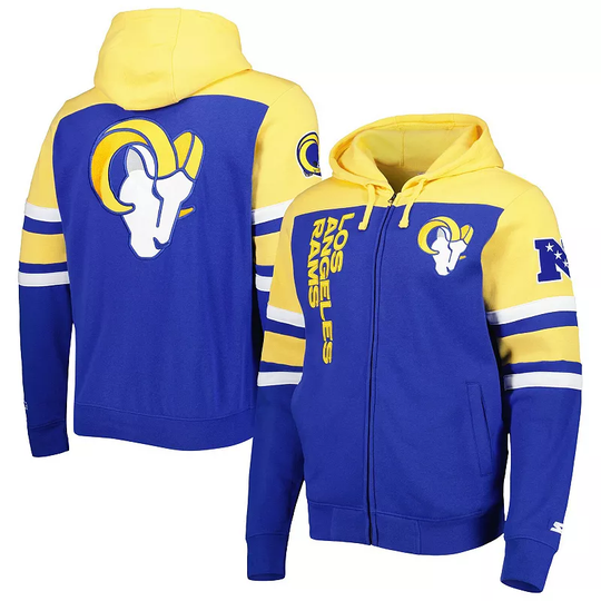 Men's Starter Royal Los Angeles Rams Extreme Full-Zip Hoodie Jacket, Size: Medium, Blue