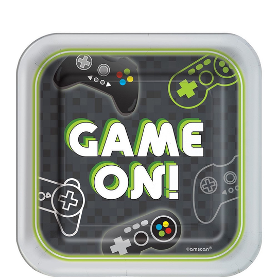 Level Up Dessert Plates 7"x7" 8Ct, Gamers Birthday, Birthday