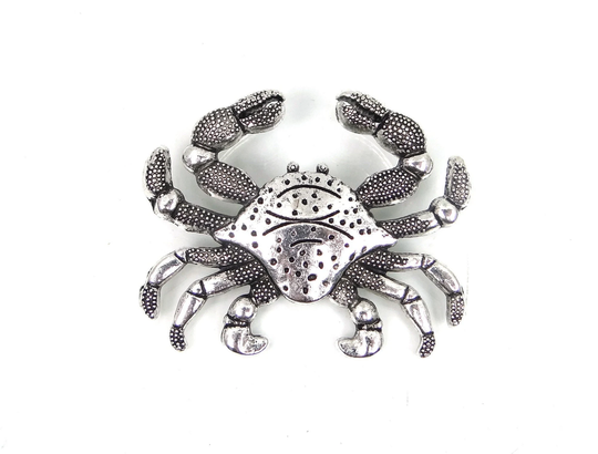 Crab Extra Large Antique Silver Pewter/Alloy Pendnat Crusty Crustacean 50x60mm | P457