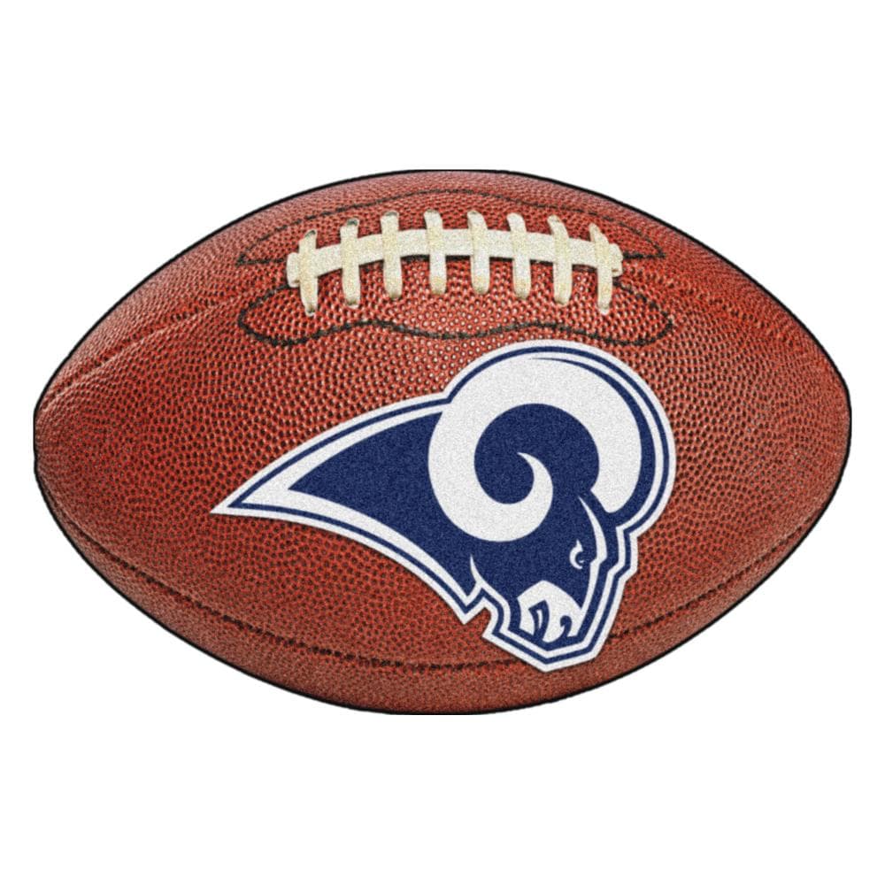 FANMATS Los Angeles Rams Photorealistic Football Mat 1-1/2-ft x 2-1/2-ft Brown Oval Indoor Door Mat | 5842