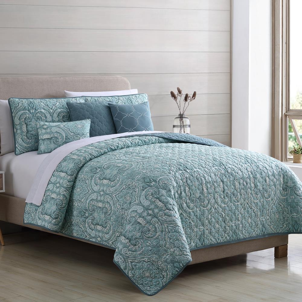 Amrapur Overseas Reversible quilt set Multi Multi Reversible King Quilt (Blend with Polyester Fill) | 3QLT6STG-BLI-KG