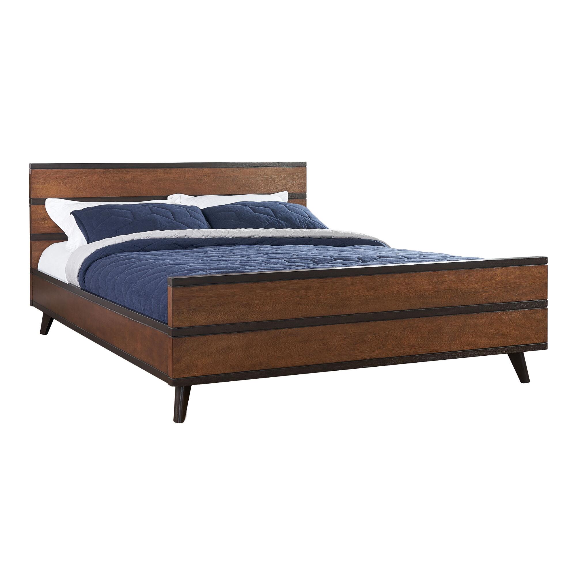 Walnut Mid Century Joseph Queen Platform Bed: Brown - Queen Bed by World Market