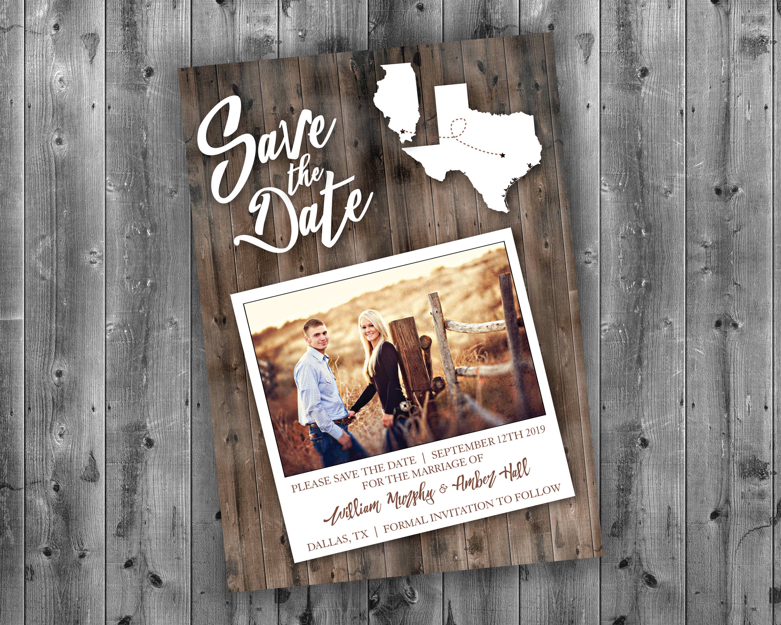 State, Rustic Save The Date Cards, State The Date, Affordable, Cheap, Wedding Invitations, Lights, Wood, Country, Postcard