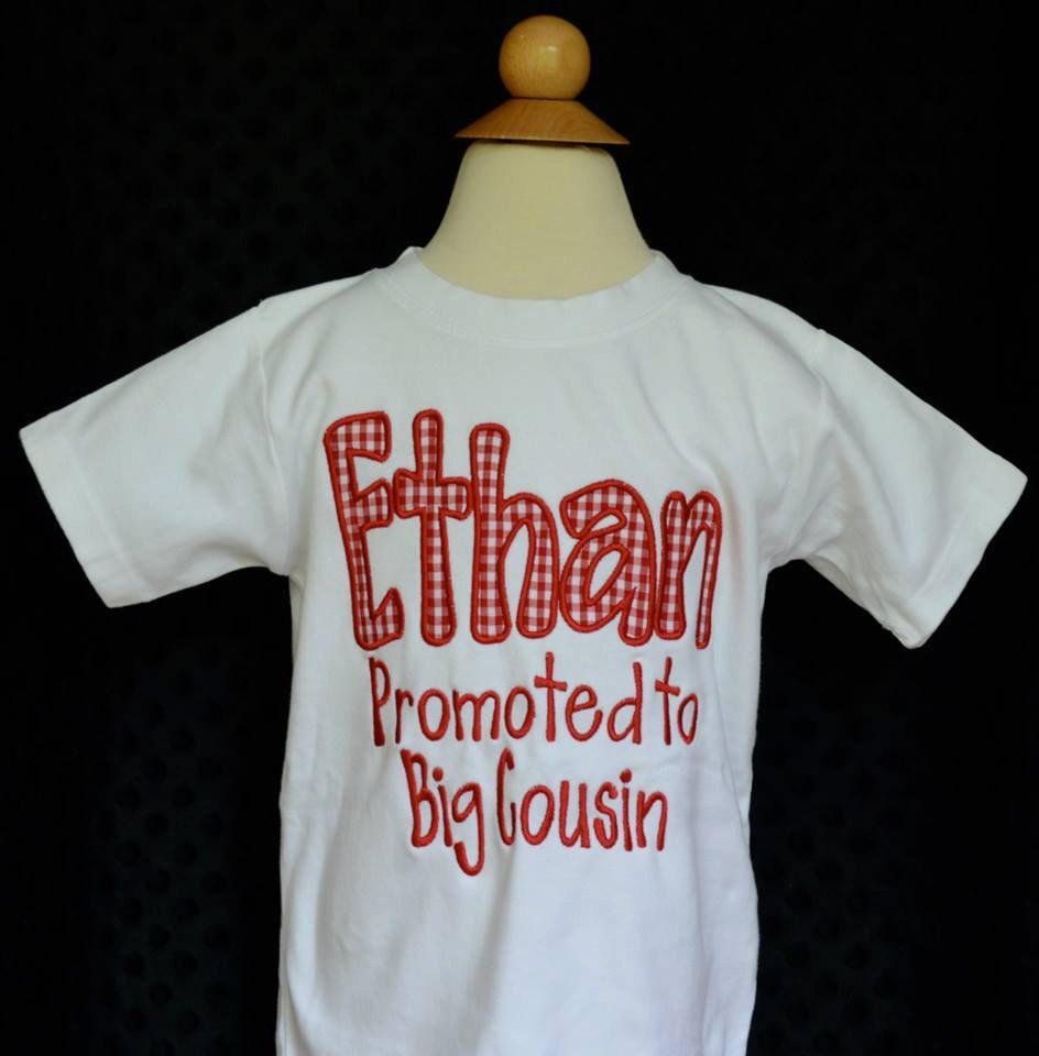 Personalized Promoted To Big Brother Sister Cousin Applique Shirt Or Bodysuit Girl Boy