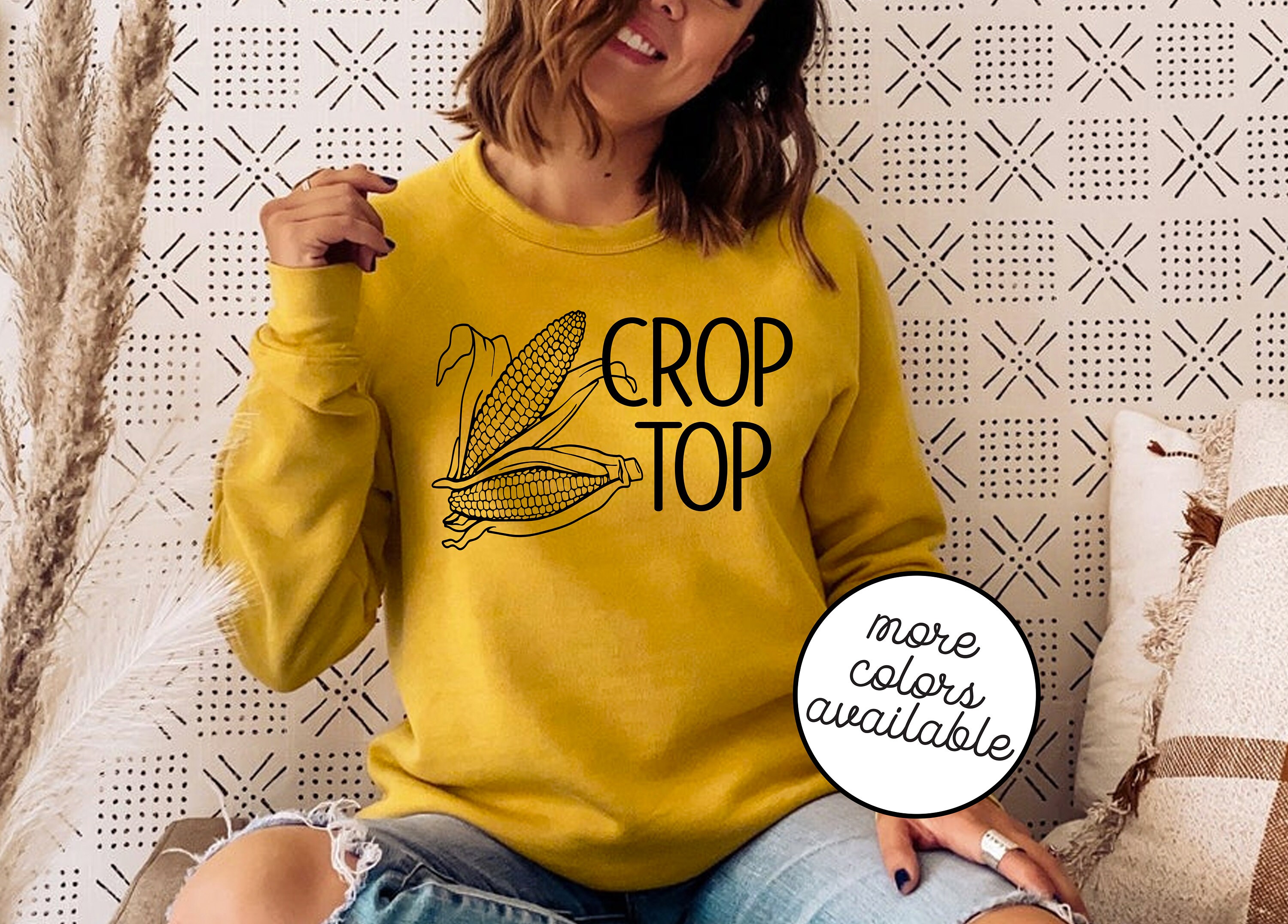 Farmer Crop Top Sweater | Corn Sweatshirt Womens Sweatshirts