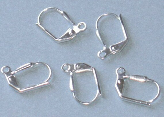 50 Pcs Silver-Plated Leverback Earwires 10x16mm