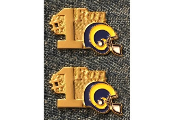 1987 Los Angeles La Rams Lapel Pin ~ Set Of 2 #1 Fan Vintage Nfl Logo Football Helmet