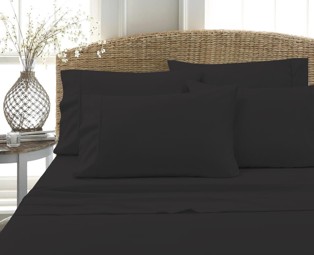MHF Home King Cotton Blend 6-Piece Bed Sheet Polyester in Black | M582417