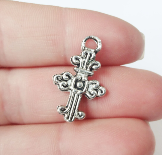50 Bulk, Cross Charms | Double Sided 24x14.5x2.5mm