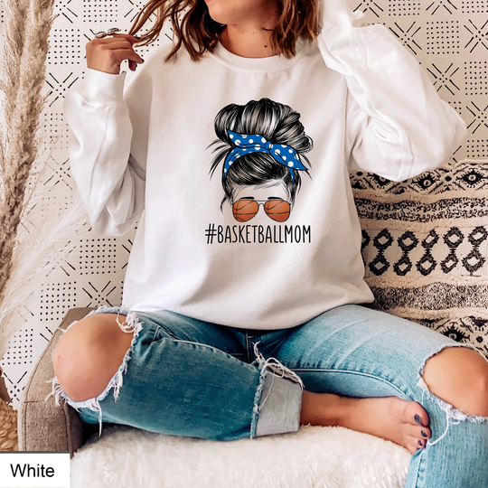 Basketball Mom Unisex Heavy Blend Crewneck Sweatshirt, Gift For Mothers Day, Cute Basketball Design Sweatshirt