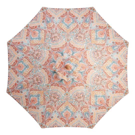 Coral and Blue Surf Damask 9 Ft Replacement Umbrella Canopy: Multi - Polyester by World Market