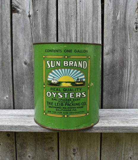 Vintage Sun Brand Oyster Tin Can Baltimore Maryland
