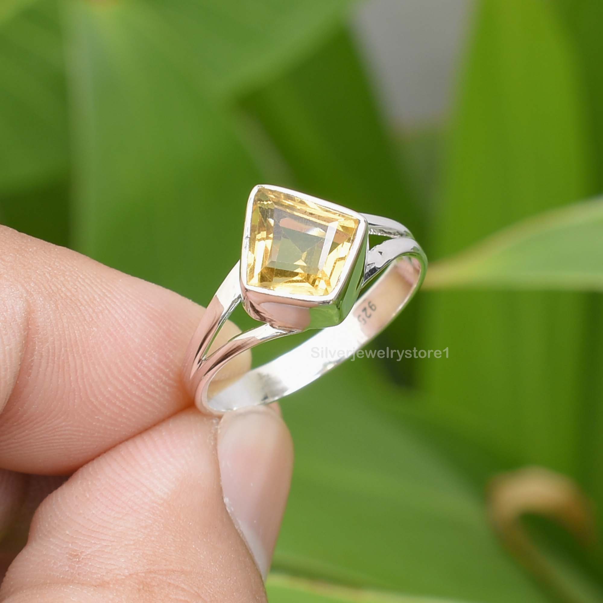 Natural Citrine Ring, 925 Sterling Silver, Genuine Fancy Shape Cut Gemstone Jewelry Ring, Handmade Size 8 Us, Etsy