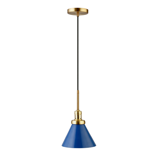 Blue Metal Cone Shade Matt Pendant Lamp by World Market